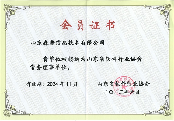 山東省軟件行業(yè)協(xié)會常務(wù)理事單位